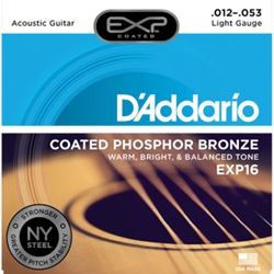 DAddario EXP16 Coated Phosphor Bronze Acoustic Guitar, Light, 12-53