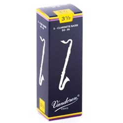 Vandoren Traditional Bass Clarinet Reeds 3.5 Box of 5