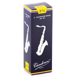 Vandoren Traditional Tenor Saxophone Reeds 2.5 Box of 5